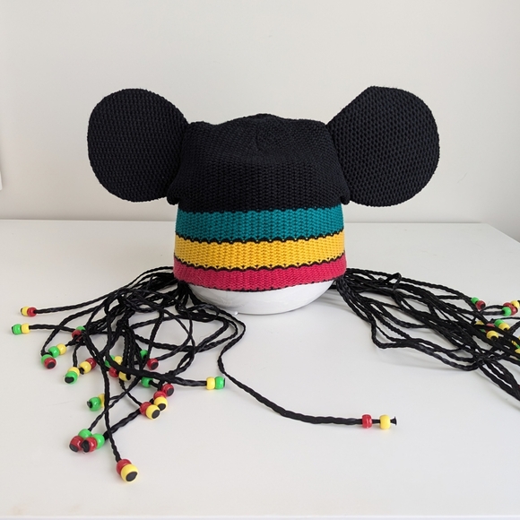Disney Park Mickey Mouse Ears Hat BUNDLE Jamaica Reggae Rasta Dread Locks Beanie - Picture 11 of 13